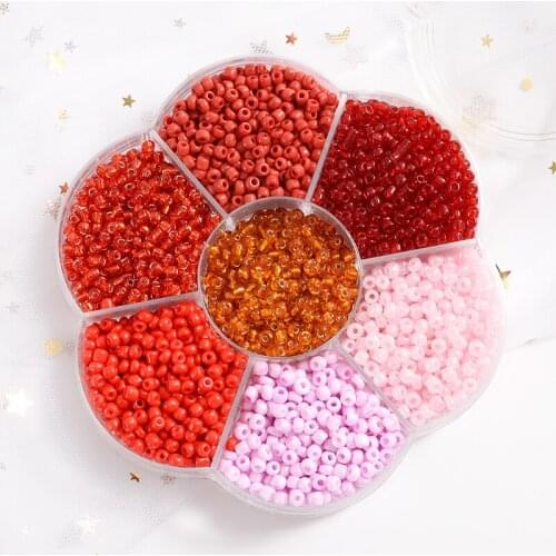 3600Pcs Red Series Czech Glass Seed Beads Charm Crystal Spacer Loose Beads For DIY Necklace Bracelet Jewelry Making Mixed Boxed