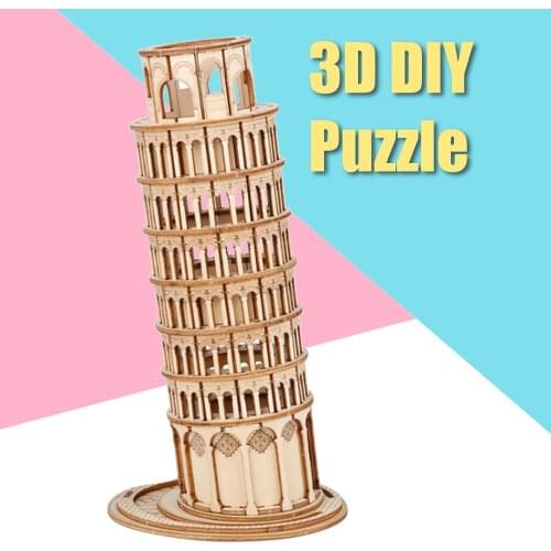 DIY Craft 3D Puzzles Arc Triomphe Leaning Tower of Pisa Plutus Cat