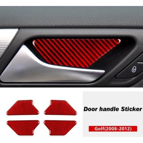 4Pcs for Golf 6 MK6 2008-2012 Red Carbon Fiber Door Handle Bowl Cover Trim