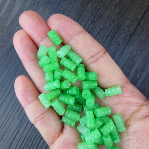 40pc Green Gem Stone Loose Bead Hand Carved Jadeite Bamboo Beads Natural Stone Components DIY Jewelry Making 9x5mm DYL0215