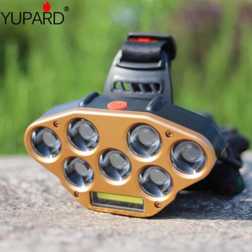 8 LED Rechargeable Headlight Super Bright Headlamp 7 * Samsung LED + COB Flashlight Head Light 18650 Battery riding headlight