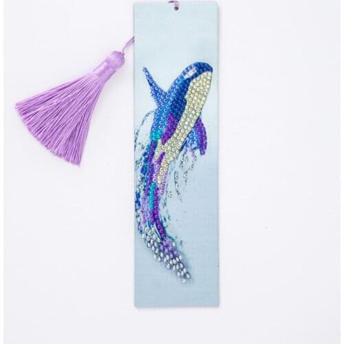 5D Diamond Painting Happy Dolphin Bookmark Diamond Embroidery Craft Tassel Book Marks for Books Christmas Gifts