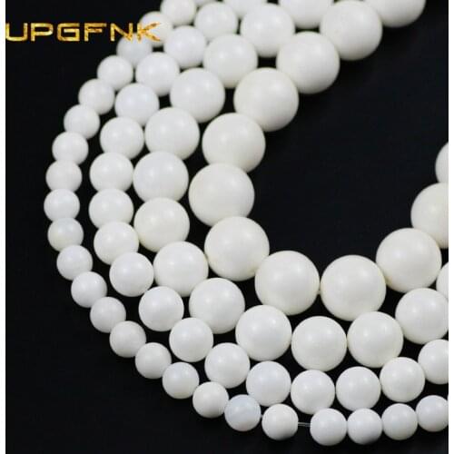 Natural Stone White Giant clam Beads Round Loose Spacer Beads For Jewelry Making DIY Handmade Bracelet Accessories 4/6/8/10/12mm
