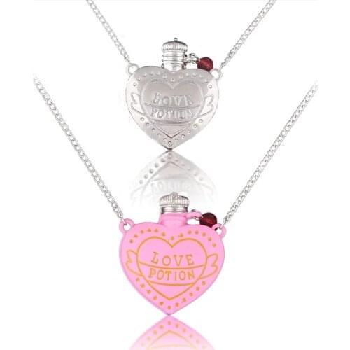 SG Movie Love Potion Heart Bottle Pendants Necklaces 3D Double-sided Link Chain Necklace for Lovers Pendant Jewelry Wholesales