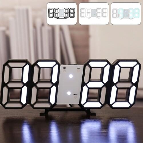 3D LED Wall Clock Modern Design Digital Table Clock Alarm Nightlight Saat reloj de pared Watch For Home Living Room Decoration