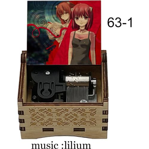 Wooden color print Wind Up 18 note Music Box Elfen LIED Lilium Theme kids mechanical toy girlfriend christmas new year gift