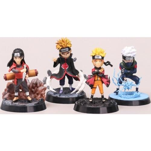 4pcs/Set Anime Character Naruto Action Figures Kakashi Sakura Sasuke Itachi Obito Doll Vinyl PVC Model Gift Toys