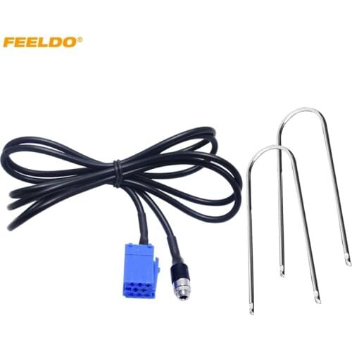 FEELDO 1Set Car Stereo Female 3.5MM Jack Aux Adapter Cable For AUDI VW Passat Polo Bora with 2-Key Tool Radio Wire #5733
