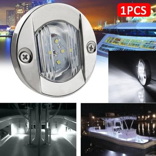 Hot Sale DC 12V Marine Boat Transom LED Stern Light Round Stainless Steel Cold LED Tail Lamp Yacht Accessories Waterproof