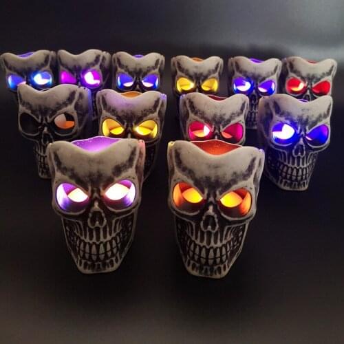 HeyMamba Halloween LED Skull Statue Ghost Skull Skeleton Head Statues Sculpture Home Party Decoration Craft Gift