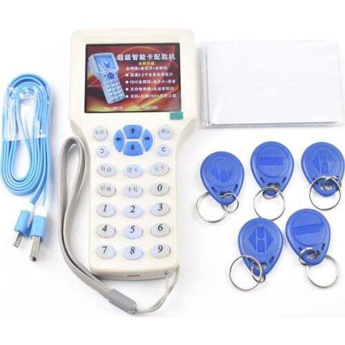 Chinese Super Handheld Rfid NFC Card Copier Reader Writer with screen+5Pcs 125khz Writable tag+5Pcs 13.56mhz UID Changeable Card