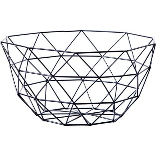 Nordic Ins Kitchen Decoration Home Storage Basket Wrought Iron Hollow Desktop Snack Round Baskets Living Room Wire Fruit Basket