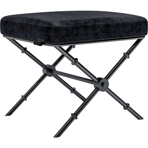 Postmodern Stainless Steel Square Stool Small Low Stool Modern Fashion Velvet Fabric Shoe Changing Stool