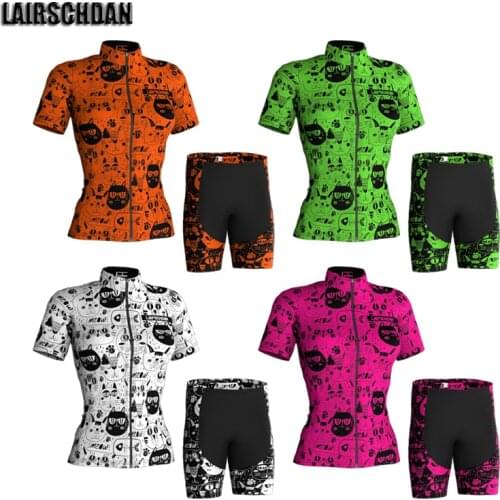 LairschDan 2021 roupa de ciclismo feminina short sleeve cycling uniform cat womens cycling pants cycling wear suit bike outfit