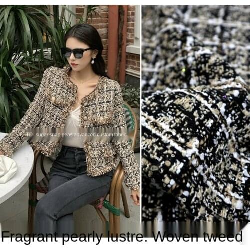 Small fragrant pearly woven blended tweed suit jacket fashion fabric, sewing fabric factory shop is not out of stock