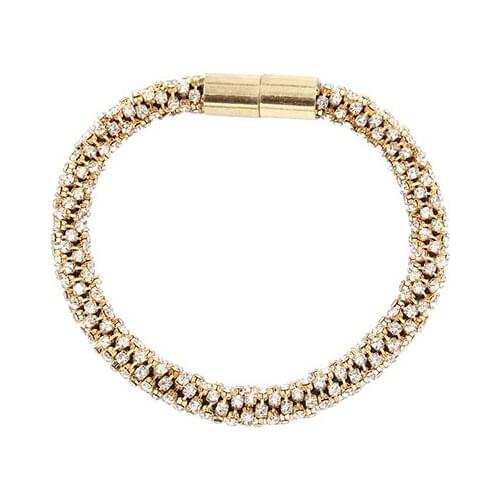 Fashion Women Trendy Crystal Bar Twisted Magnet Closure Bracelet