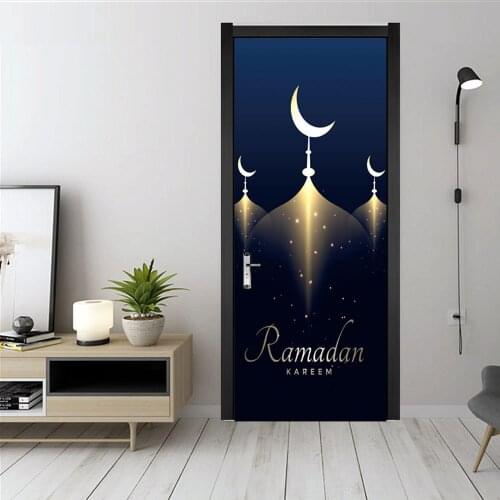 Muslim Culture Ramadan Stickers PVC Door Decor Sticker Mural Home Decoration Accessories