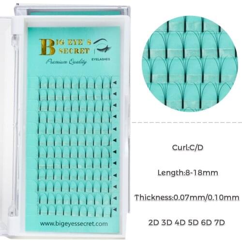 Big Eyes Secret Heat Bonded Volume Eyelash Extensions Handmade 3D Pre made Fans Long Stem Free Shipping