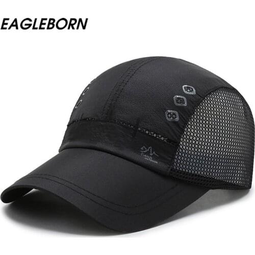 2021 New Men Baseball Cap Dad Hat Snapback Caps Spring Summer Outdoor Breathable Black Mesh Thin Caps Sports Run Gym Fishing Hat