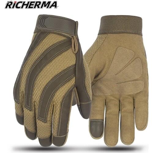 Brown Motorcycle Gloves Male Winter Summer Touch Screen Driving Gloves Hand Protective Fashion Cycling Gloves For Work Fishing