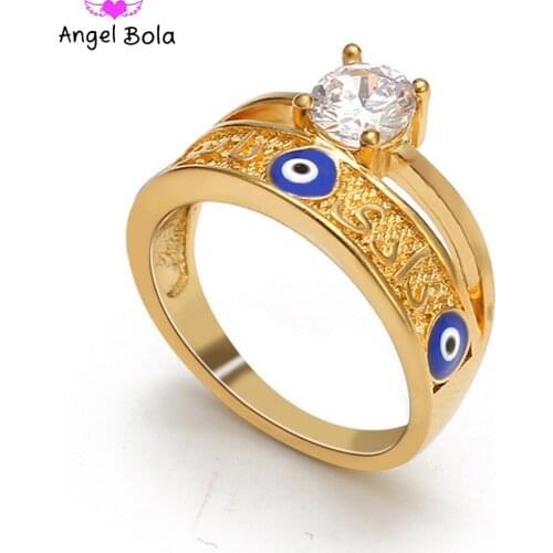Lucky Eye Gold Evil Eye Rings Crystal Luxury Party Ring for Women Men Ring Jewelry Bridal Sets Gifts