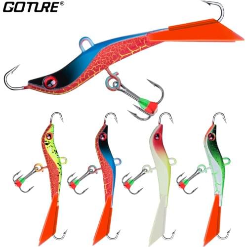 Goture 1PC Winter Fishing Ice Jig Lure Balancers Wobblers Luminous Hard Fake Artificial Bait Winter Ice Fishing Tackle 71mm 14g