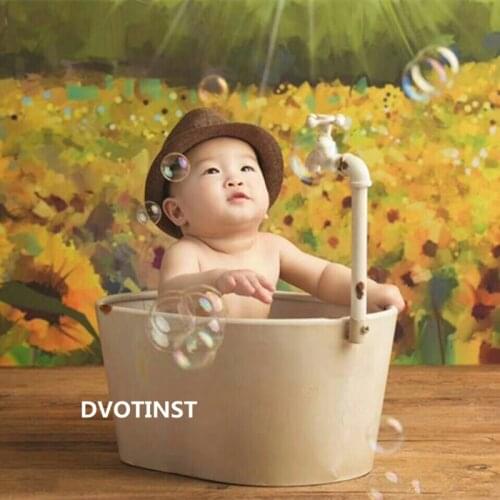 Dvotinst Newborn Photography Props Iron Posing Bucket Bathtub for Baby Photo Shooting Accessories Bebe Studio Shoots Props
