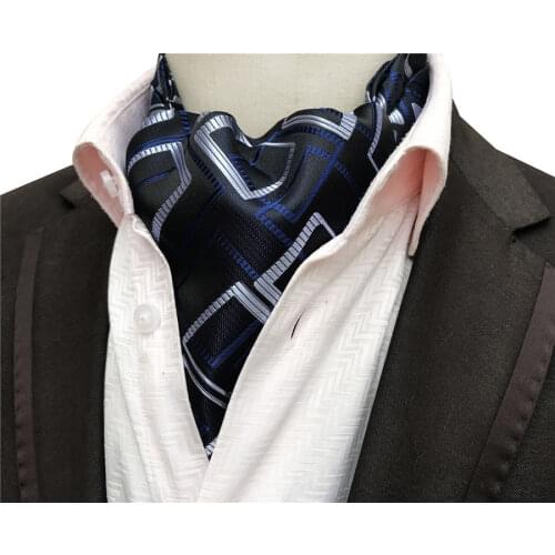 Luxury Plaid Pattern Men Neck Ascot High Class Cravat Ties for Man