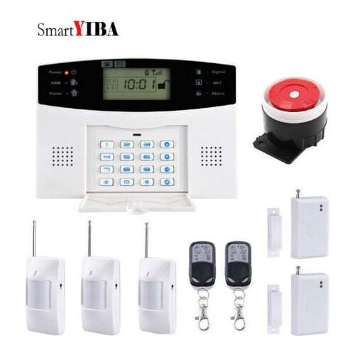 SmartYIBA LCD Keypad Autodial GSM SMS Security Alarm Kits For Remote Home Surveillance Wireless Wired Anti Thief Alarm System