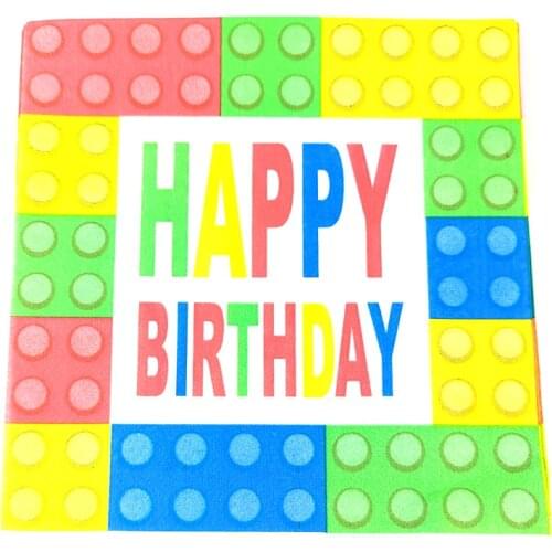 Building Blocks Theme Towels Baby Shower Decoration Birthday Events Party Tableware Supplies Kids Boys Favors Napkins 20pcs/pac