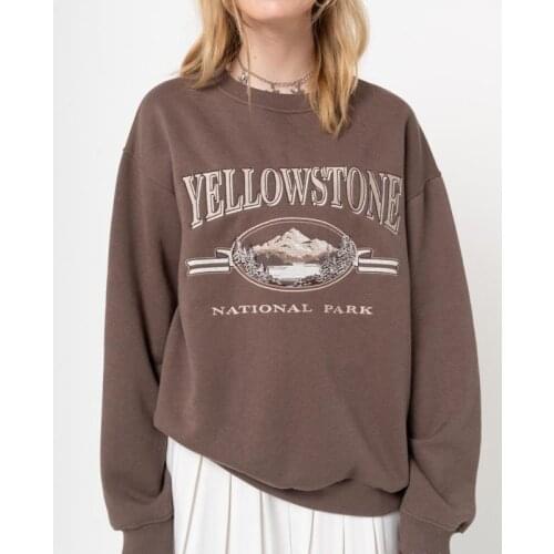 Letter Print Long Sleeve Hoodie Casual Vintage O Neck Harajuku Pullover Autumn Elegant 2021 Y2k Oversize Loose Women Sweatshirt