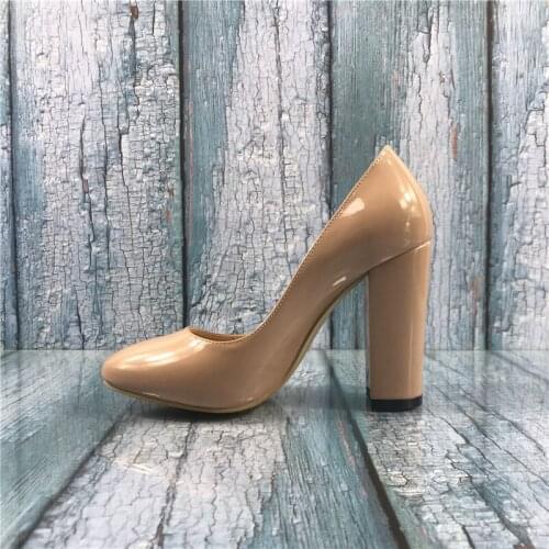 Kmeioo US Size 5-15 Fashion Women High Block Heel Courts Shoes Round Toe Pumps Slip on Basic Shoes Closed Toe Sandals Party