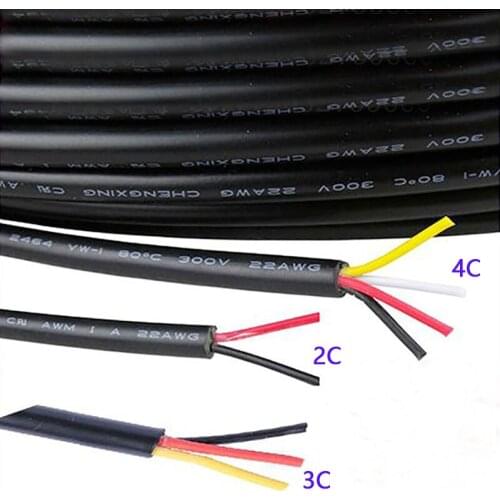 UL2464 PVC Signal Control Wire 20 22 24 26AWG Tinned Copper Multi-Core Sheathed Power Cord 2/3/4Cores