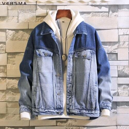 VERSMA Fashion Korean Harujuku Vintage Girls Denim Jacket Men Shirt Jeans Oversized Camisa Chemise Denim Shirt Men Free Shipping