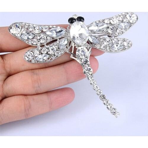 Vintage Design Shinny Crystal Rhinestone Dragonfly Brooches for Women Dress Scarf Brooch Pins Jewelry Accessories Gift Insect