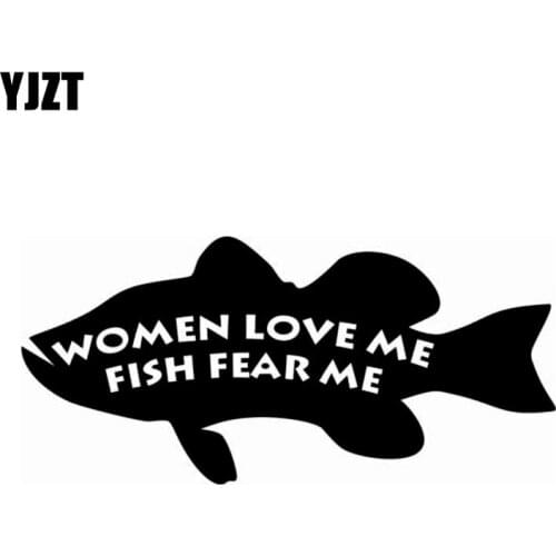 YJZT 12cm*5.7cm Creative Fashion WOMEN LOVE ME FISH FEAR ME Vinyl Decal Black Silver Car Sticker C11-0041