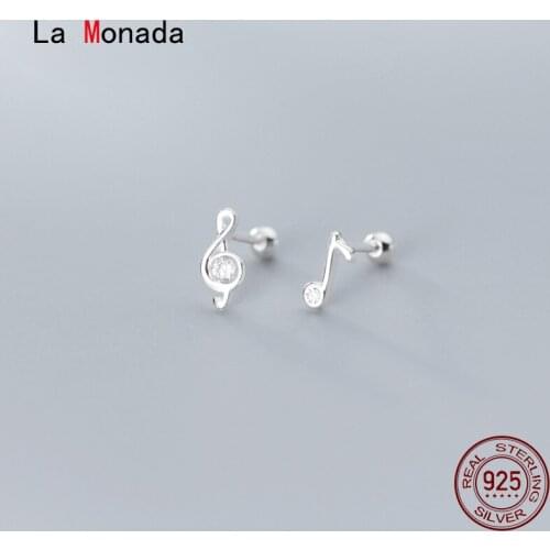 La Monada Asymmetrical Music Minimalist Sterling Silver Stud Earrings Women 925 Silver Jewelry Woman Earrings Stud Silver 925