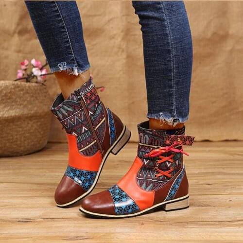 New Casual Boots 2020 Autumn Winter Retro Women Boots Fashion PU Leather Ankle Boots Zapatos De Mujer Wram Botas 35-43