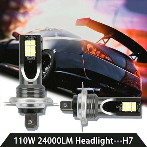 2PCS H7 LED Headlight Bulb Kit LED Chips Car Lamps Bulbs 80W 10000LM Auto Fog Lights 6000K White Car Headlight Kit