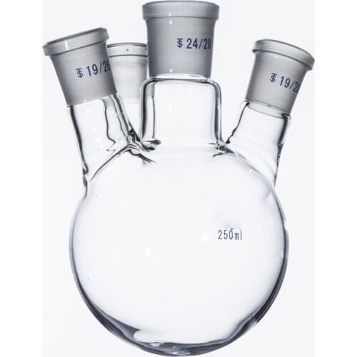 250ml,4-neck,Round bottom Glass flask,Lab Boiling Flasks,Four neck laboratory glassware reactor