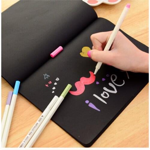 3pcs Notebook Diary Black Paper Notepad Sketch Graffiti Notebook Drawing Painting office school students kids stationary gift
