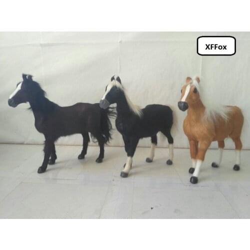 3 pieces a set real life horse models plastic&furs simulation standing horse dolls gift about 20x23cm xf1840