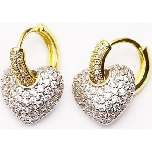 5 Pairs Zircon Heart shape earrings zircon heart earrings women jewelry Fashion Drop earrings Gift for women jewelry 51374