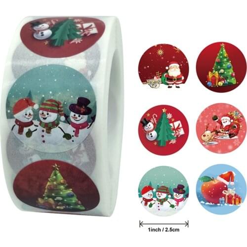 500pcs/Roll Fashion Santa Claus Series Decoration Sticker For Kids Christmas Gift Sticker Envelope Sealing Classic Toy Sticker