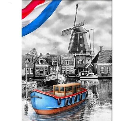 5D Diy Diamond Painting Sail Boat Full Square Round Picture of Rhinestone Diamond Mosaic Cross Stitch Kits Drop ShippingZP-1508