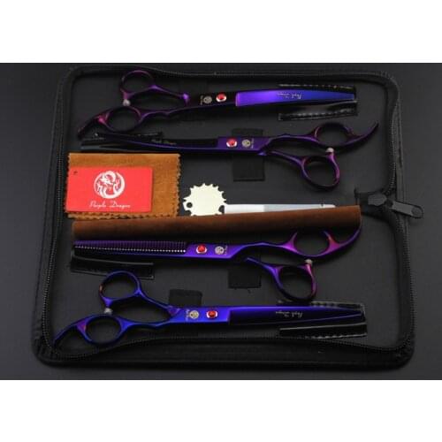 7 inch Best Price Good Quality One Set Steel Professional Pet Scissors Kit Sharp Edge Dog Cat 4pcs Grooming With bag 2 color