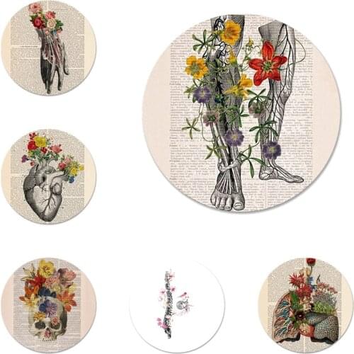 58mm Medical Human Organs Brain Meridian Skeleton Brooch Pin Cosplay Badge Accessories For Clothes Backpack Decoration Gift