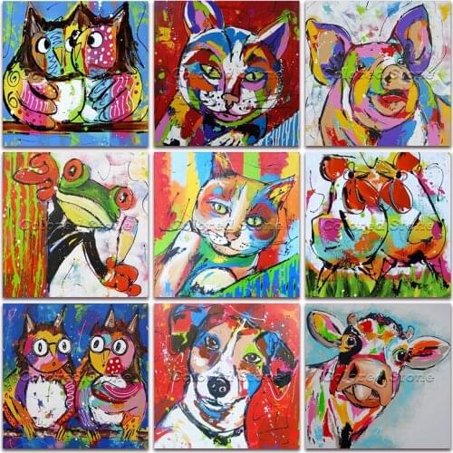 New Diamond painting Animals Colorful Cattle Cow Owl cat pig frog dog 5D DIY Full Square Drill embroidery 3D mosaic Drawing HC03