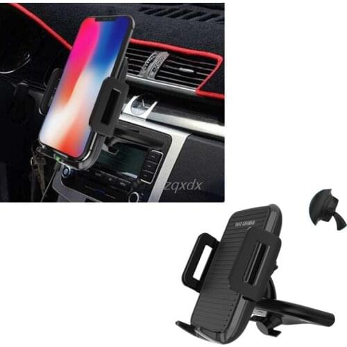 Car Qi Wireless Charger Phone Charging Stand CD Mount Holder For iphone8 X S8 S
