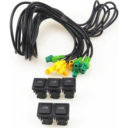 AZQFZ 5 Set USB Interface Switch Button Adapter Cable Wire Harness For VW Jetta 5 MK6 Passat B6 B7 Golf 6 Tiguan Touran Scirocco